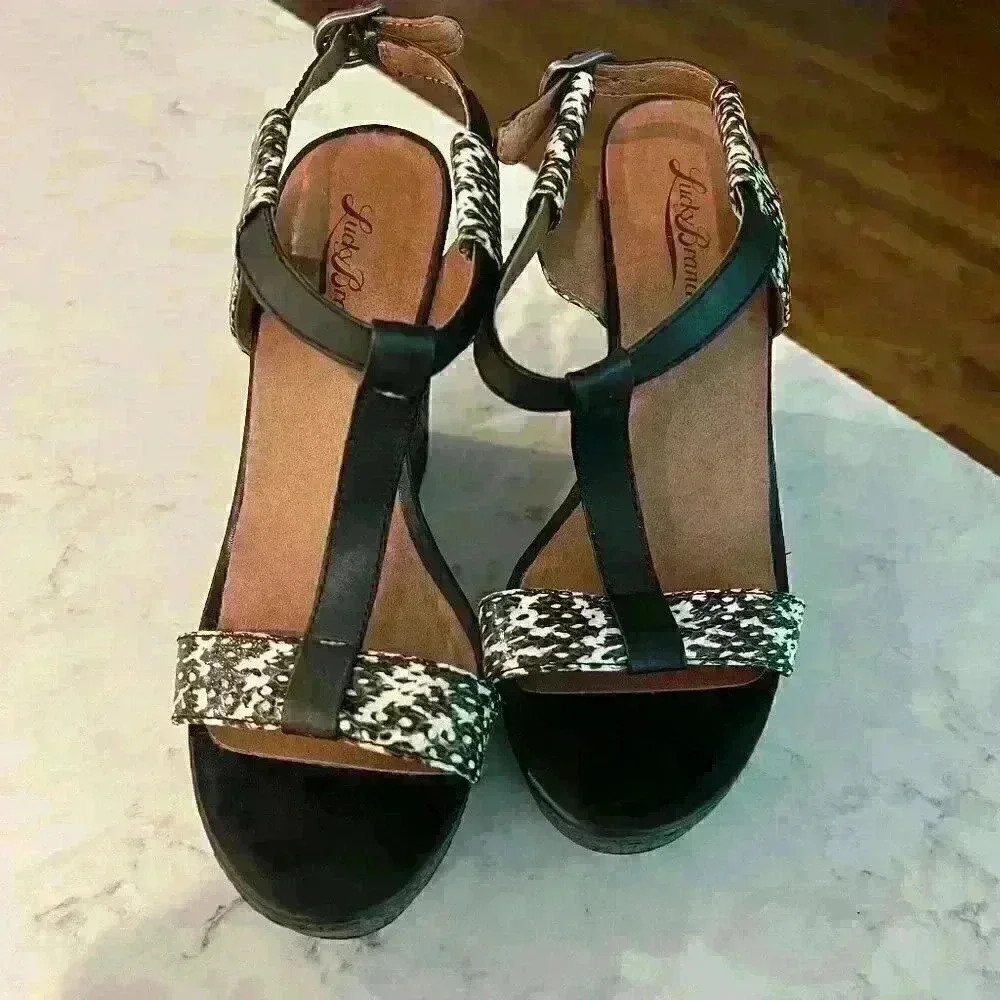 Lucky Brand LV Lovell Snakeskin Wedges Size 8.5